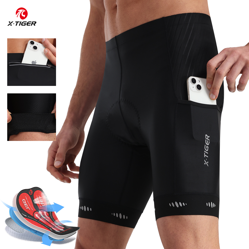Padded Cycling Shorts 5D Gel - Arka cep ile X-TIGER erkekler bisiklet