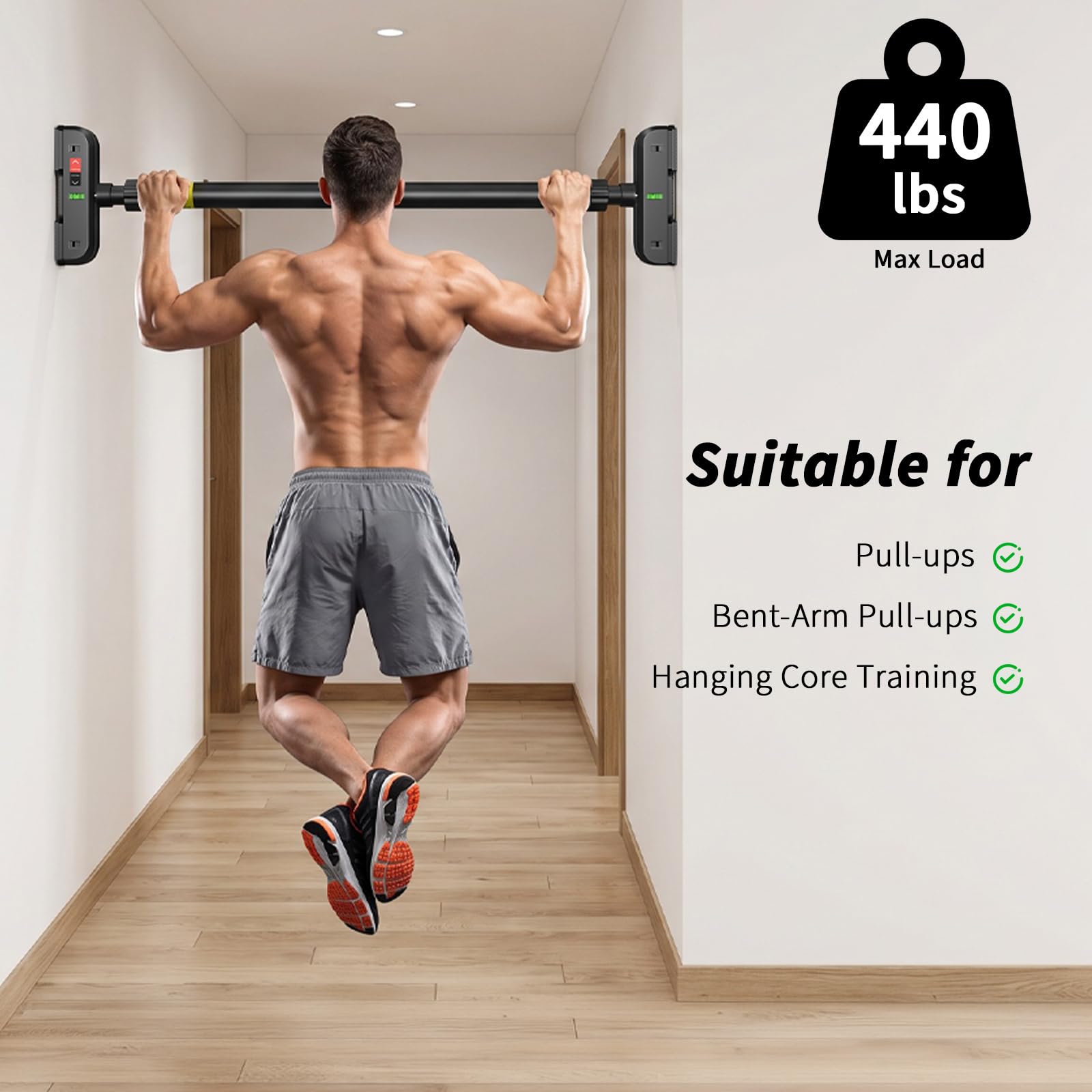 Door Pull Up Bar No Screw - Kapı Kasası için Barfiks Çubuğu, Vidasız,