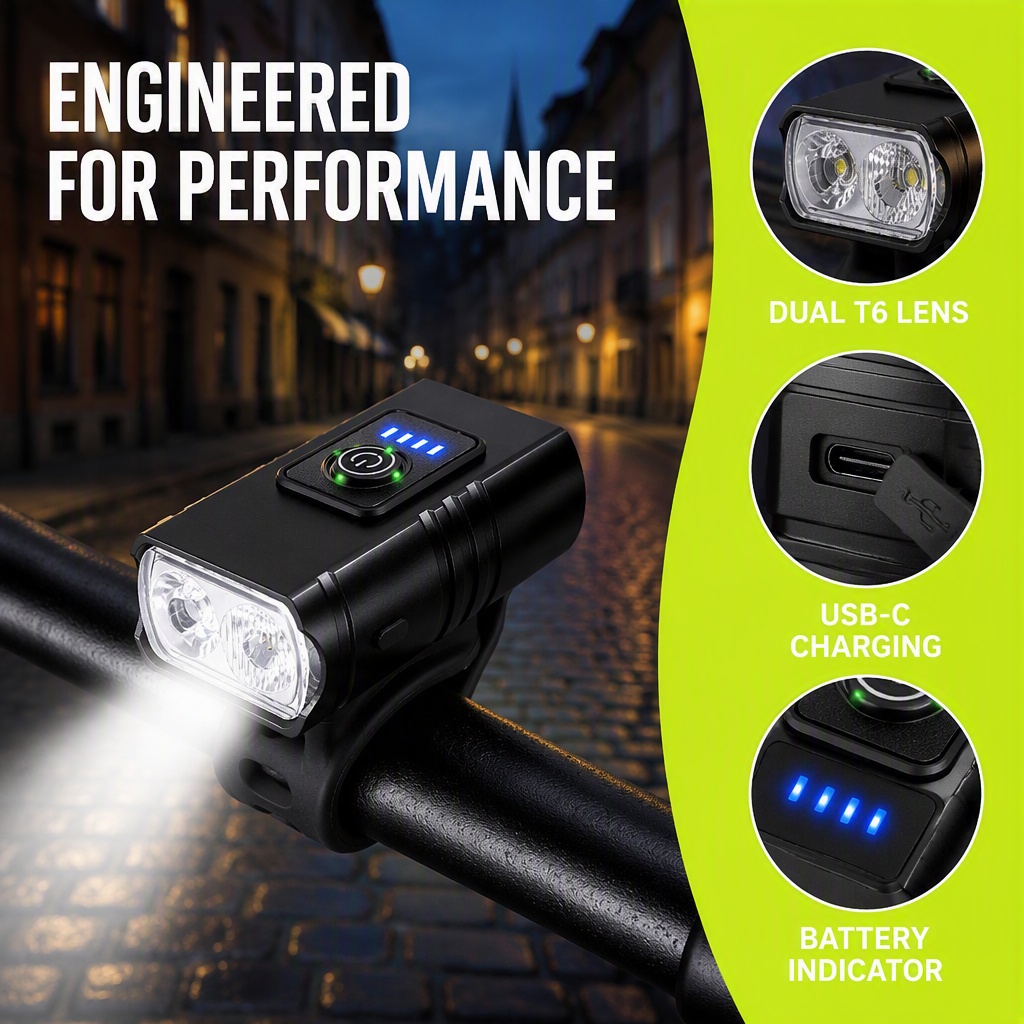 Rechargeable Bicycle Headlight 1000 Lumen - Bisiklet Lambası USB Şarj Edilebilir LED
