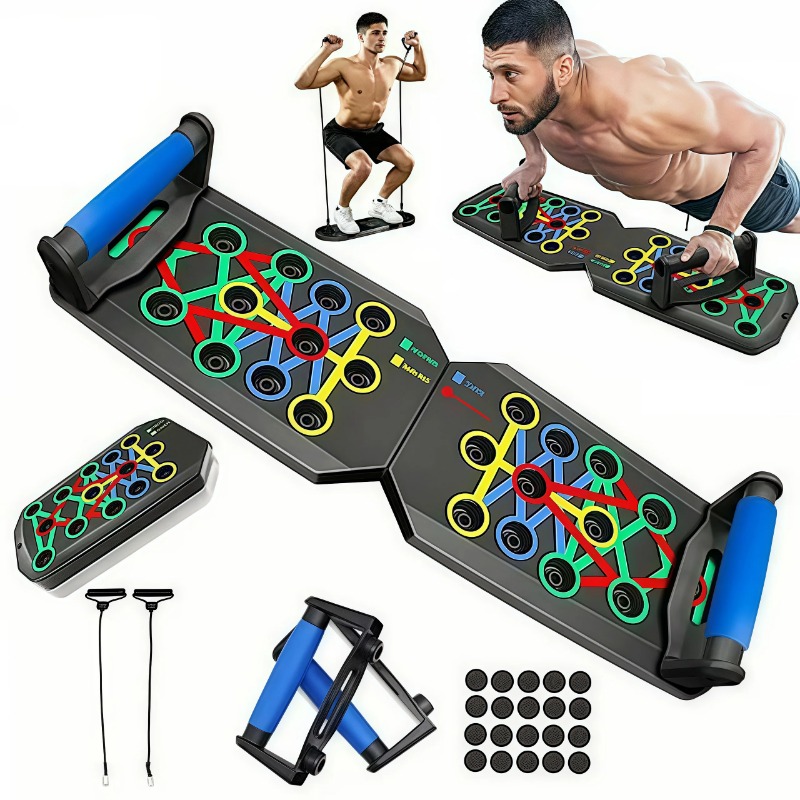 Push Up Board Foldable Multi Function - Katlanabilir Direnç Bantlı Şınav Tahtası, Çok