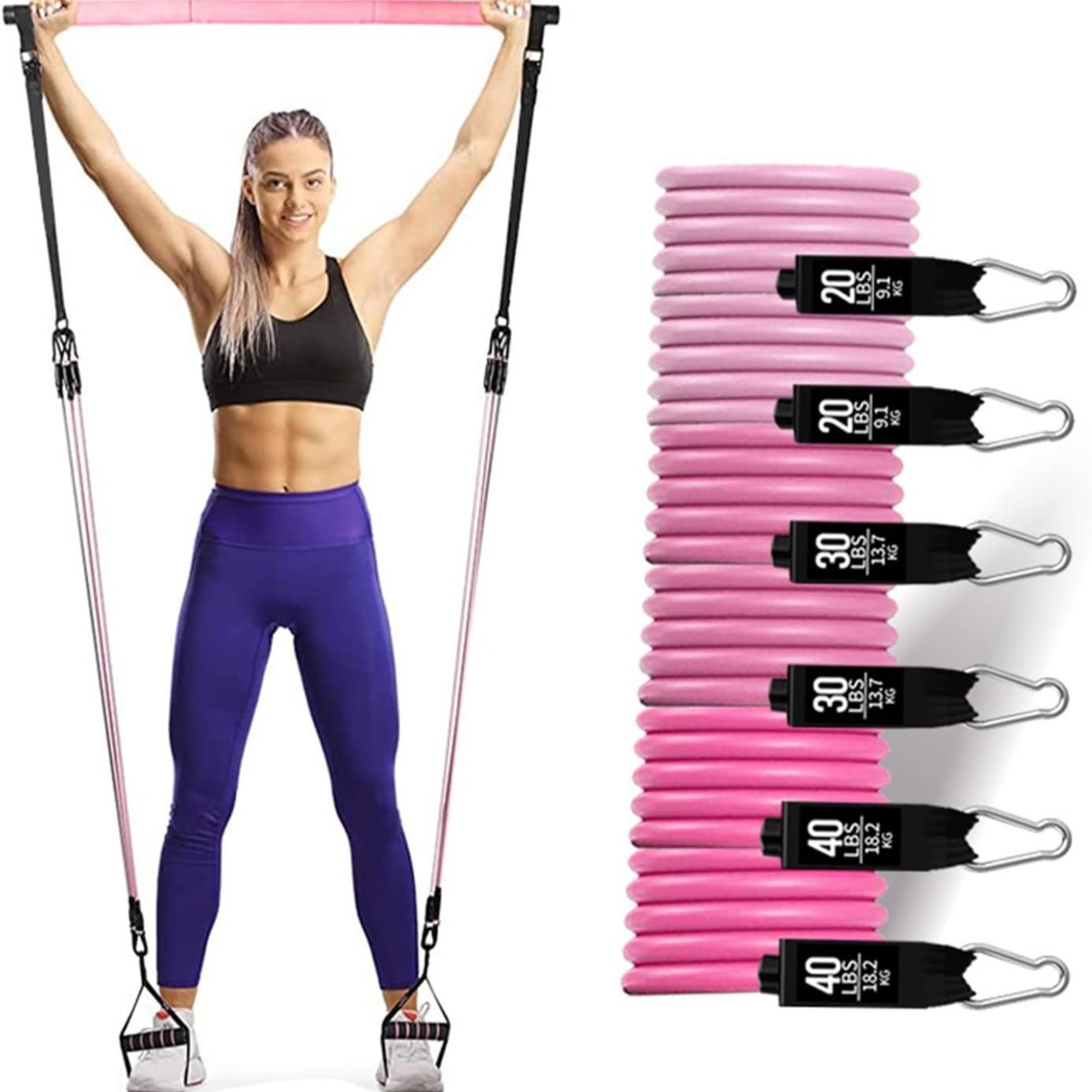 180lbs Direnç Bantları ve Ayar - Pilates Bar Kit With Resistance Bands incelemesi ve fiyatı